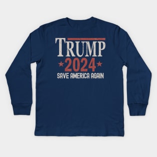 Distressed Trump 2024 - Save America Again Kids Long Sleeve T-Shirt